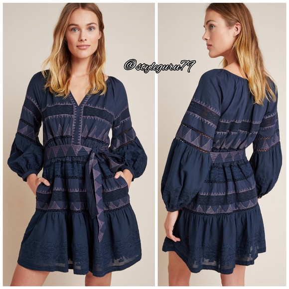 NWT, Anthropologie, Skye Embroidered Mini Dress - Picture 3 of 5